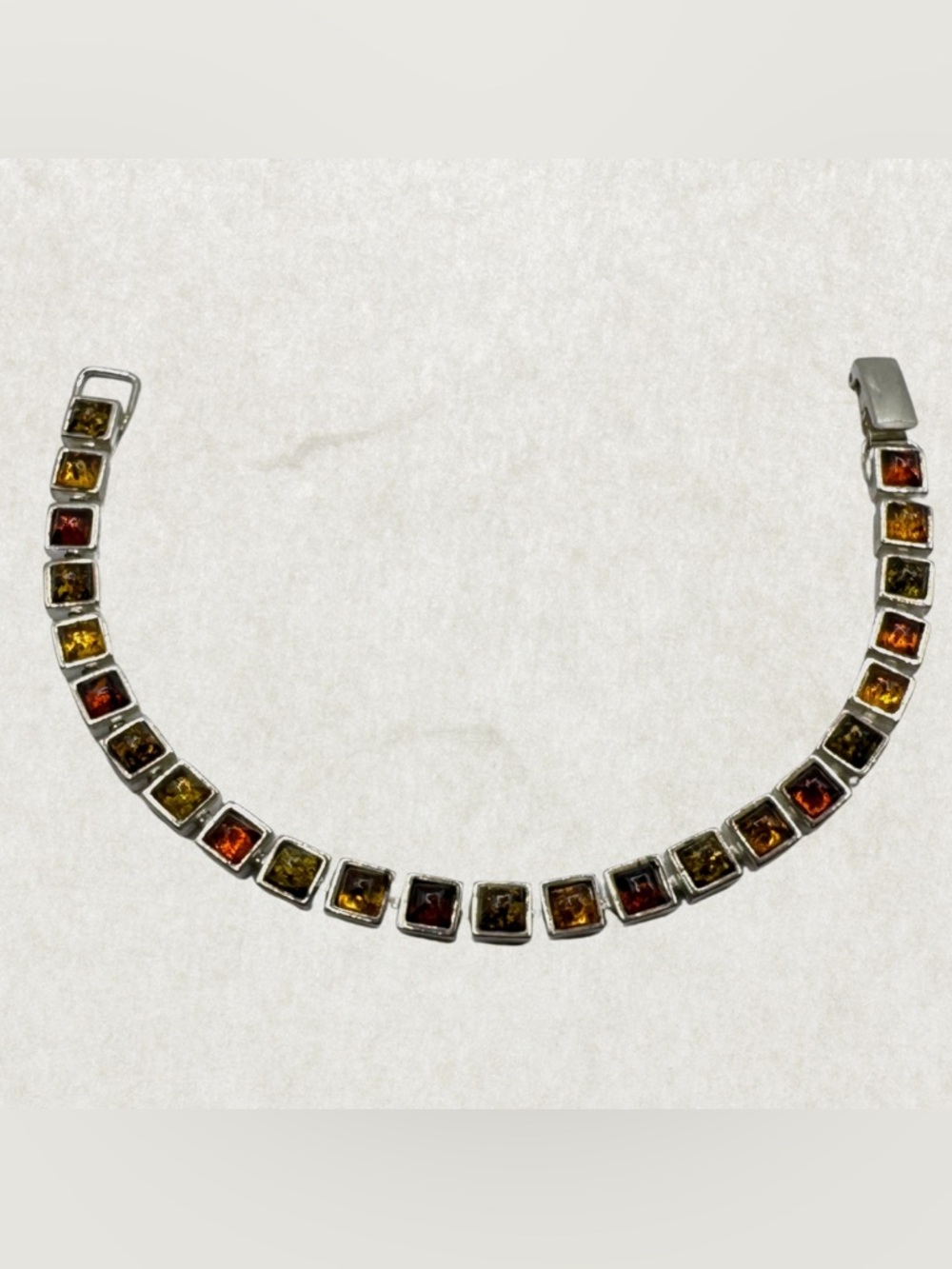 Sterling Silver Bracelet with Multi Color Baltic Amber, 7.25 Inches